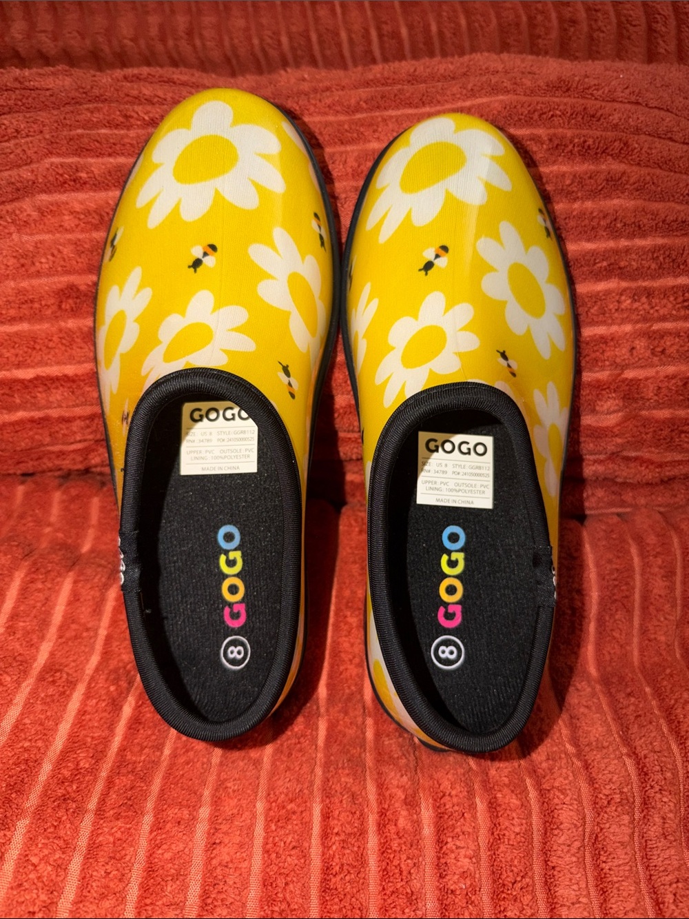 GOGO Yellow Floral Water Shoes with Bee Accents